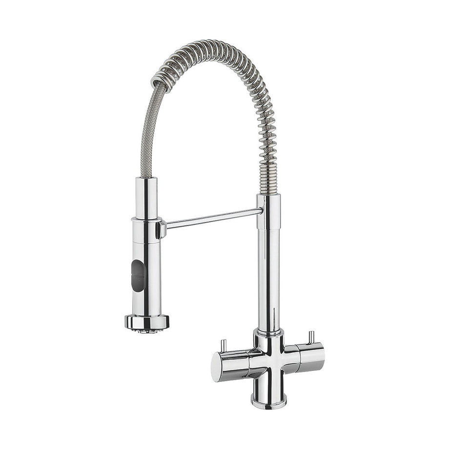Franke Kitchen Tap Mono Mixer Pull Out Chrome Dual Lever Contemporary Faucet - Image 1
