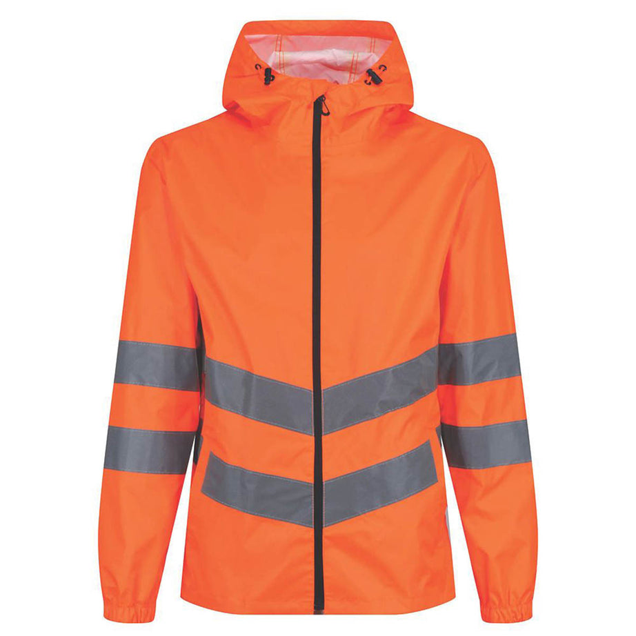 Regatta Hi Vis Jacket Orange Windproof Front Zip Pack Away Large 48" Chest - Image 1