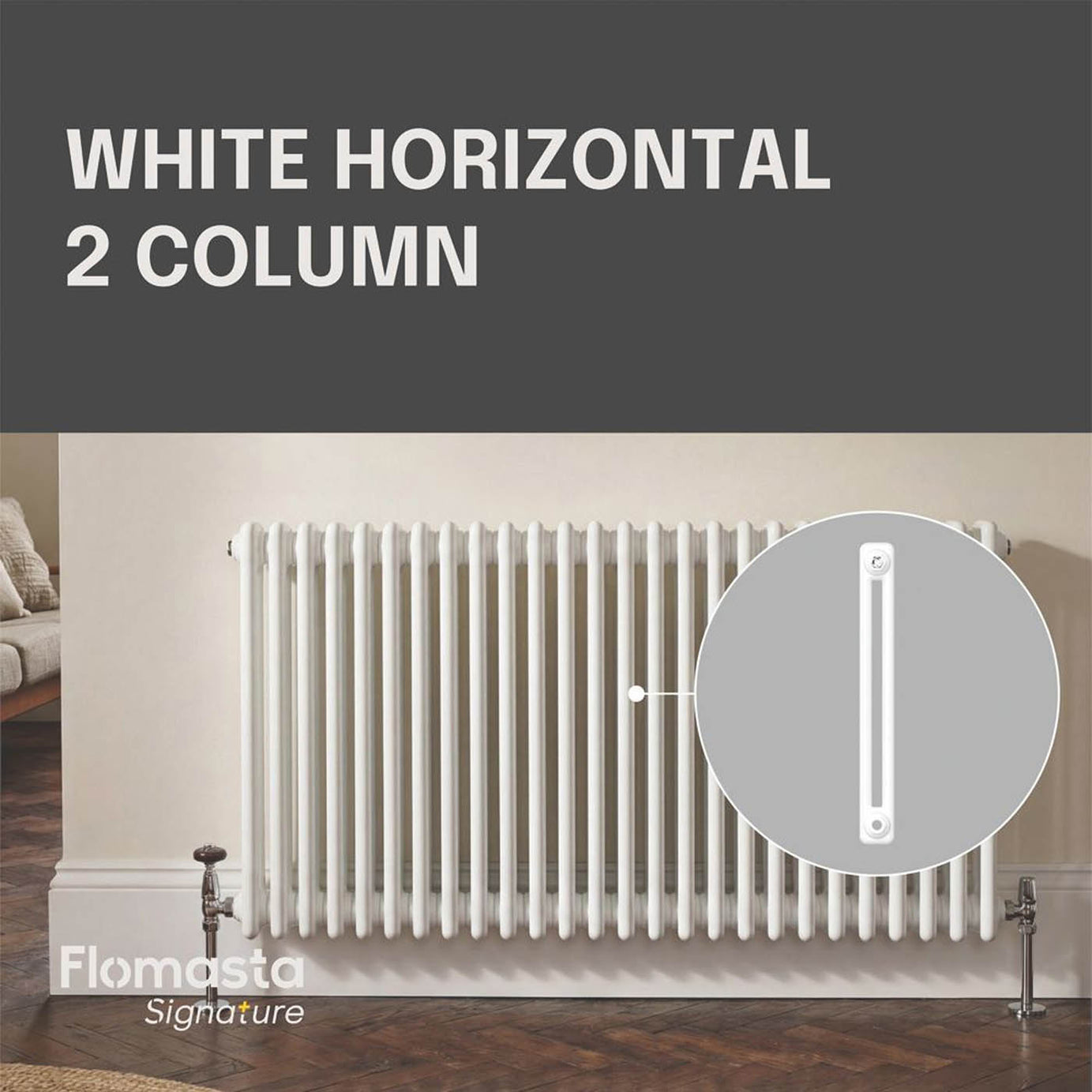Flomasta 2 Column Radiator White Horizontal Steel Central Heating 60x141.5cm - Image 3