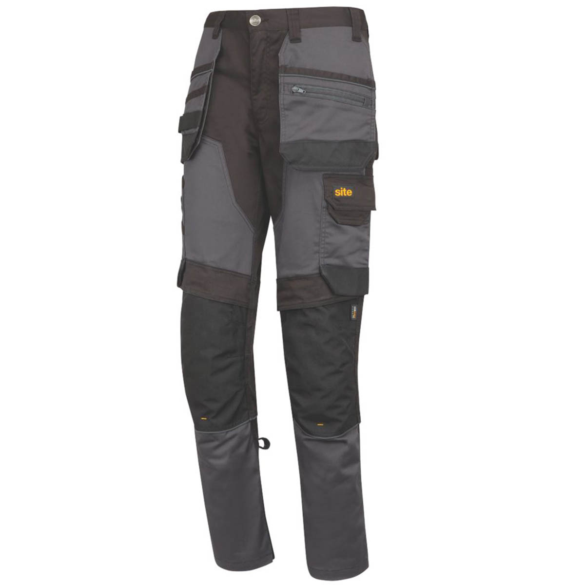 Site Work Trousers Mens Slim Fit Grey Black Multi Pockets Stretch 34"W 32"L - Image 5