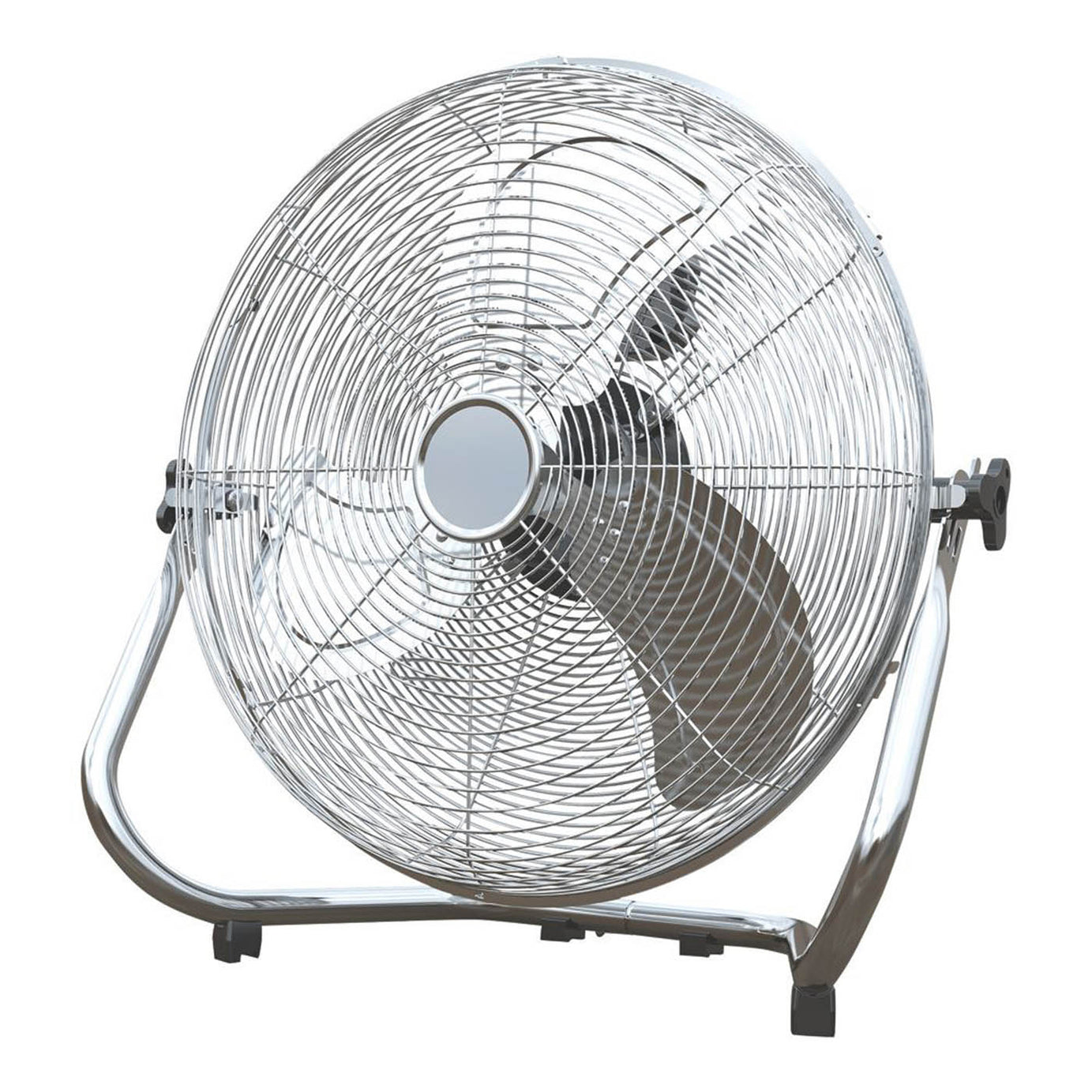Essentials Floor Fan 3 Speed Chrome Finish Adjustable Tilt Portable 18" 220-240V - Image 1