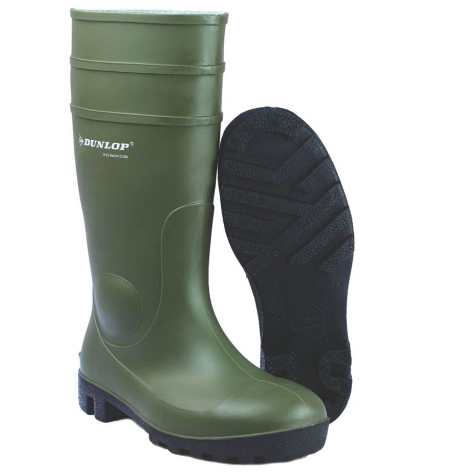 Dunlop Safety Wellies Mens Standard Fit Green Waterproof Boots Steel Toe Size 8 - Image 1