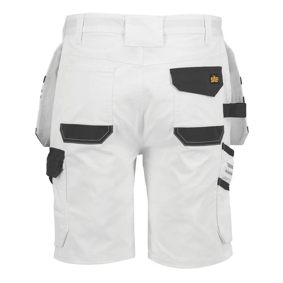 Site Mens Work Shorts Cargo White Stretch Multi Pockets Hammer Strap 30" W - Image 3