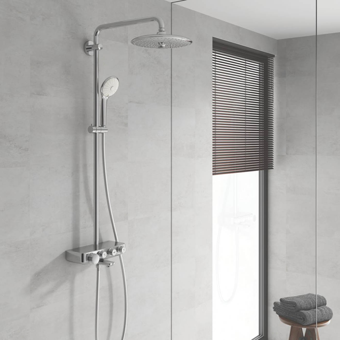 Grohe Thermostatic Shower System With Bath Filler 3-Spray Pattern Twin Head - Image 2