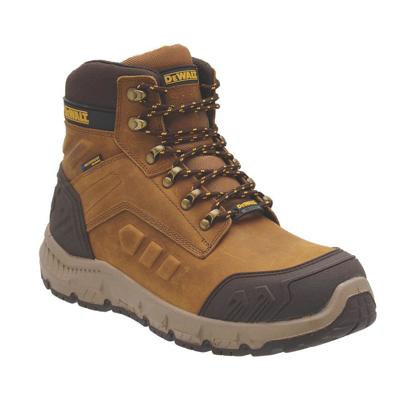 DeWalt Safety Boot Mens Wide Fit Brown Leather Waterproof Steel Toe Size 11 - Image 1