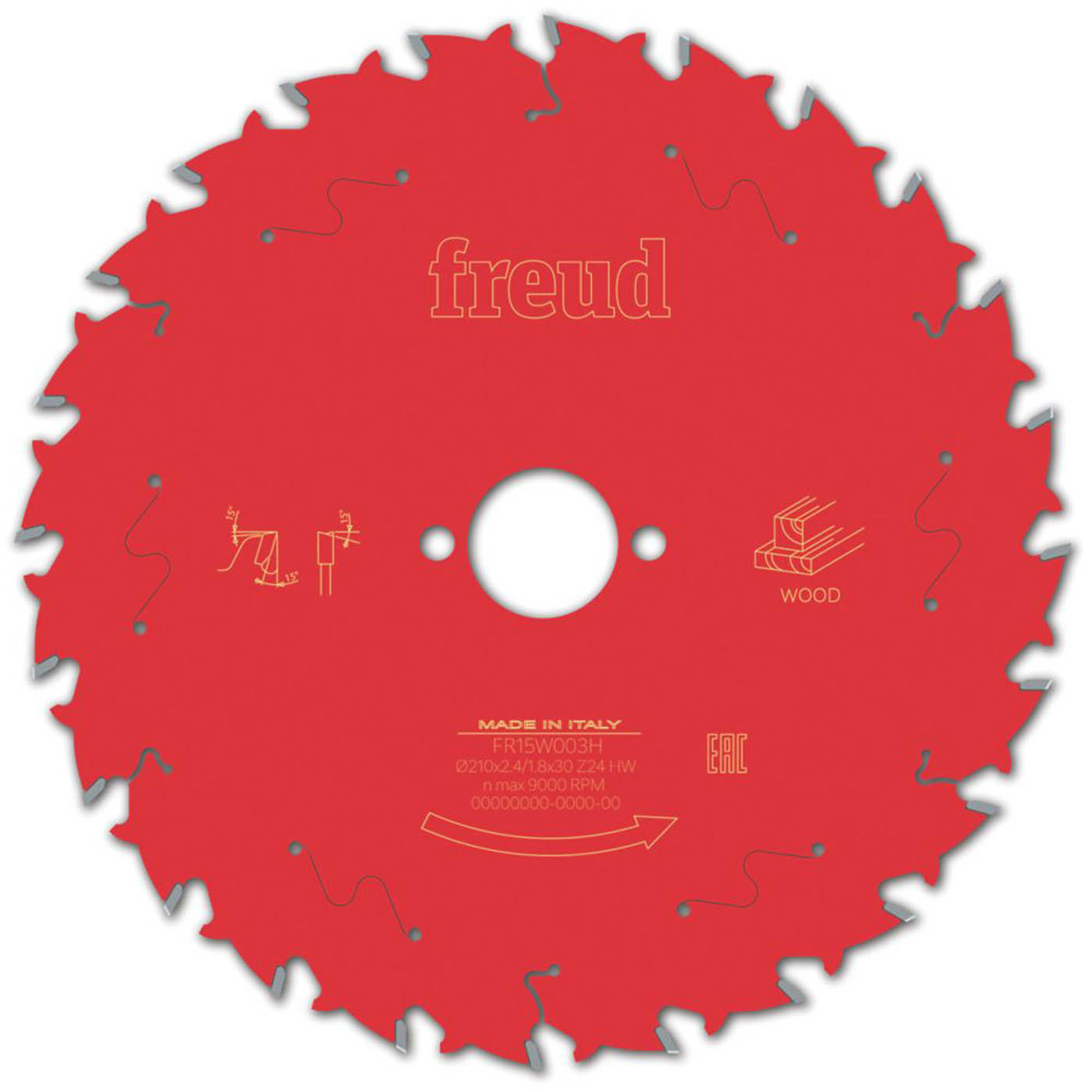 Freud Circular Saw Blade 210x30mm 24T Hardwood Softwood Chipboard MDF Plywood - Image 1