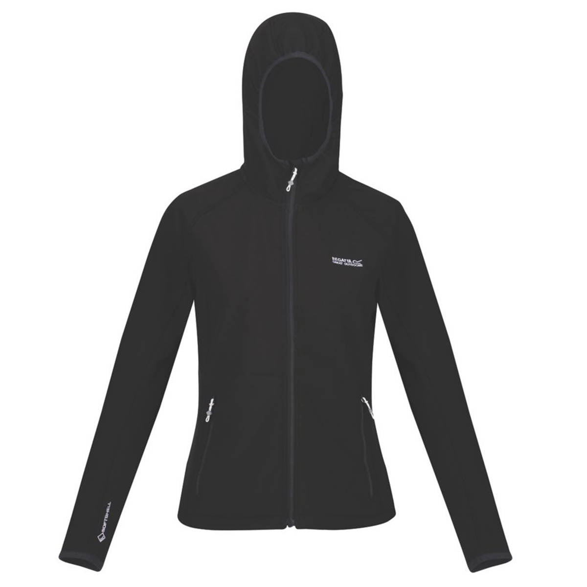 Regatta Softshell Jacket Womens Black Hooded Full Zip Windproof Size 12 - Image 1