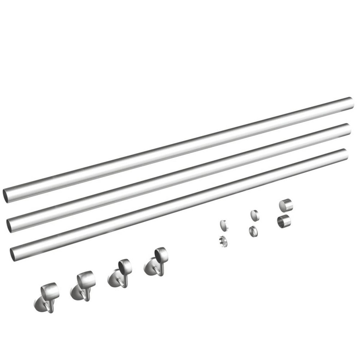 Rothley Steel Handrail Kit Brushed Silver Mould Resistant Durable 3600mm - Image 1
