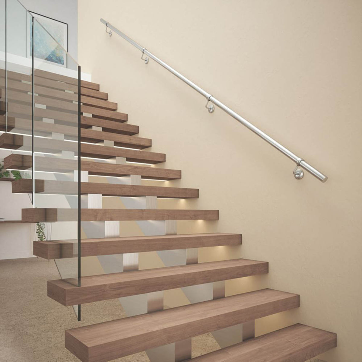 Rothley Steel Handrail Kit Brushed Silver Mould Resistant Durable 3600mm - Image 3
