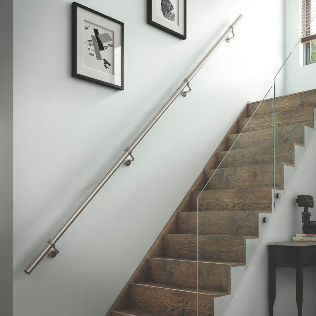 Rothley Steel Handrail Kit Brushed Silver Mould Resistant Durable 3600mm - Image 5