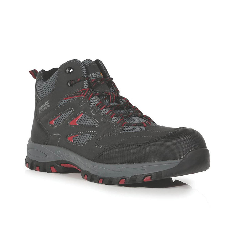 Regatta Safety Boots Unisex Standard Fit Black Red Work Shoes Steel Toe Size 10 - Image 1