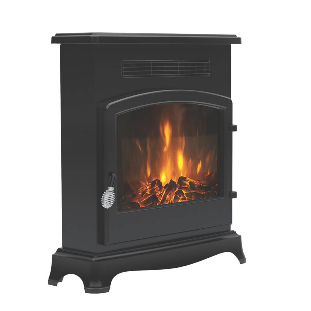 Be Modern Electric Stove Matt Black Steel Flame Effect Traditional 570mm x 618mm - Image 2