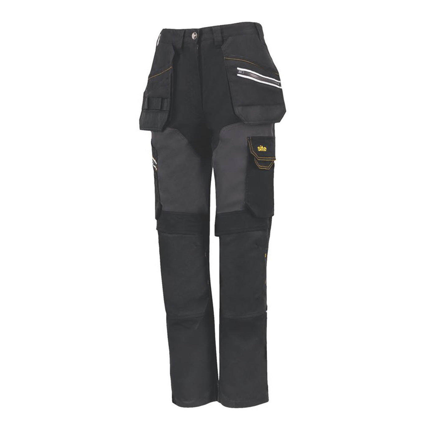 Site Womens Work Trousers 8 Pockets Black Grey Stretch Breathable Size 18 28" L - Image 1