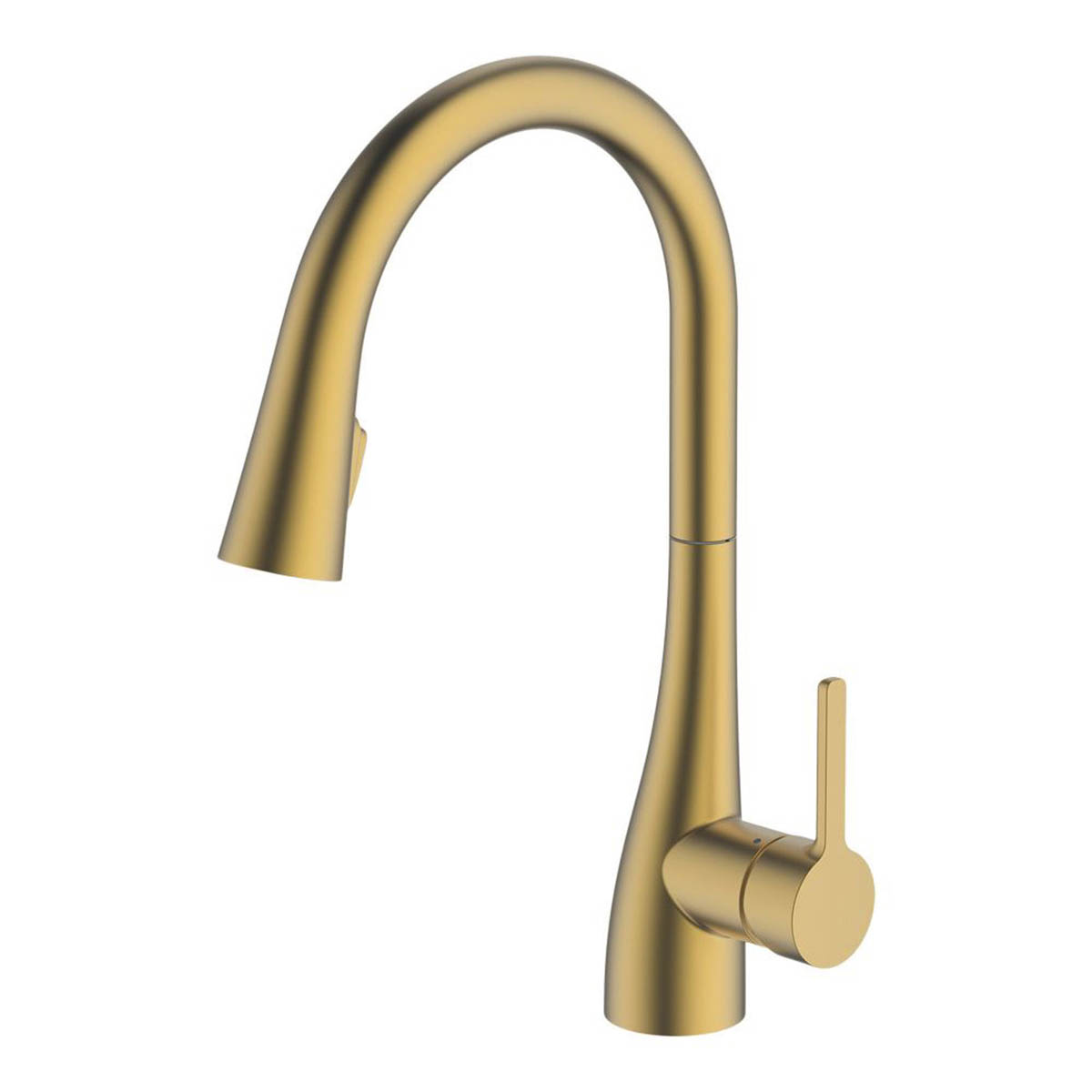 Swirl Kitchen Mixer Tap Pull-Out Spray Brass Effect Single Lever Modern - Image 1