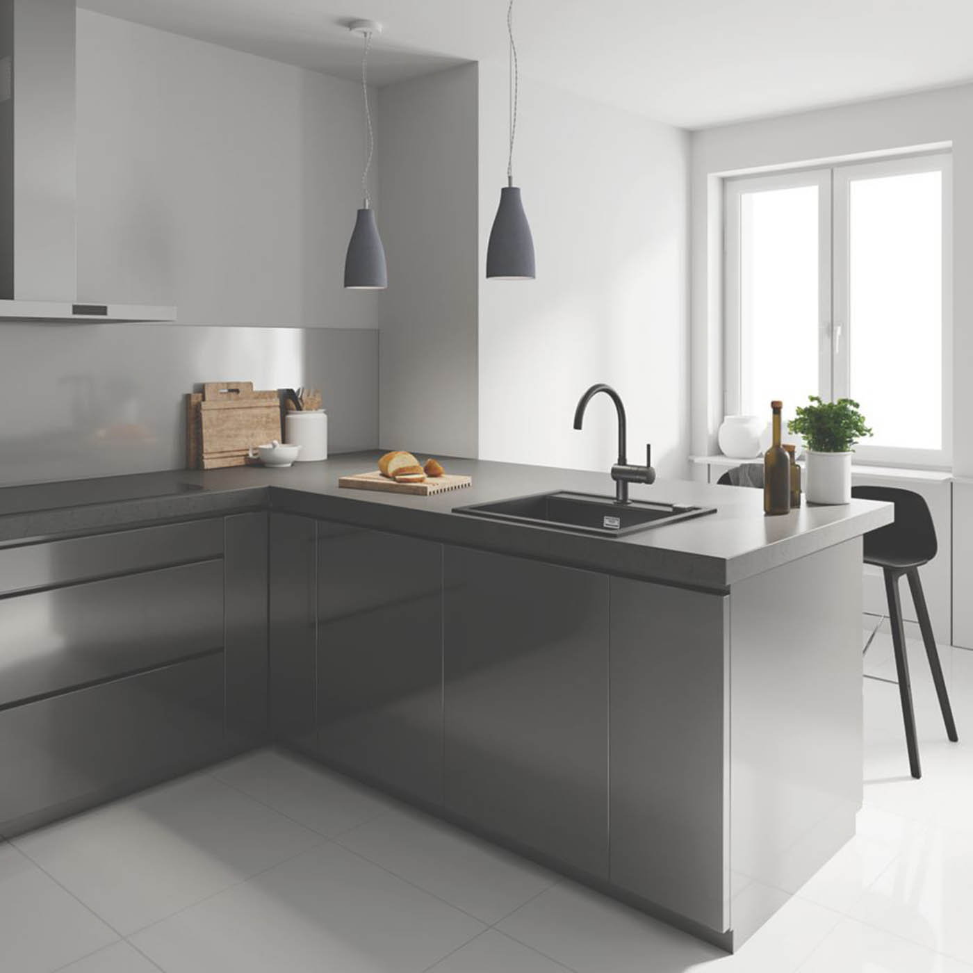 Grohe Kitchen Sink Tap Mono Mixer Matt Black Single Lever Swivel Spout Faucet - Image 3