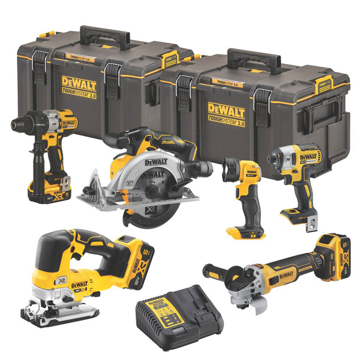 DeWalt 6 Piece Power Tool Kit Cordless 18V 3x5.0Ah Li-Ion DCK664P3-GB Brushless - Image 1
