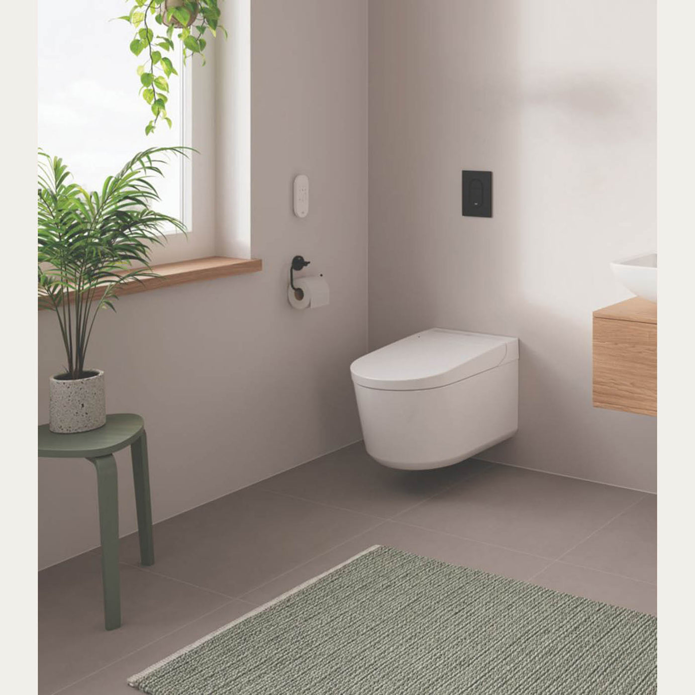Grohe Toilet Roll Holder Matt Black Round Wall Mounted Bathroom Accessory Modern - Image 3