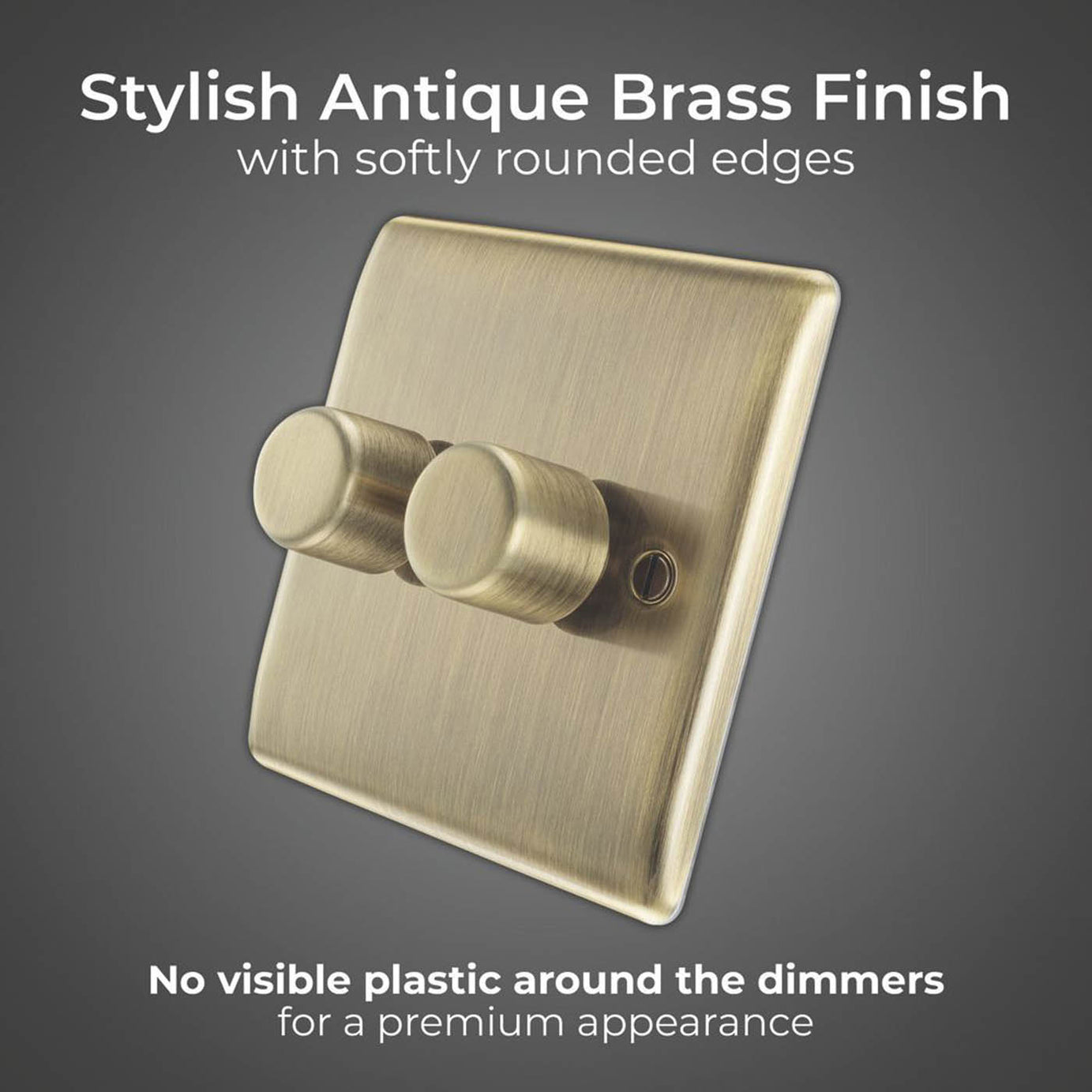 BG LED Dimmer Light Switch Double Antique Brass 2-Gang 2-Way Rotary Modern - Image 4
