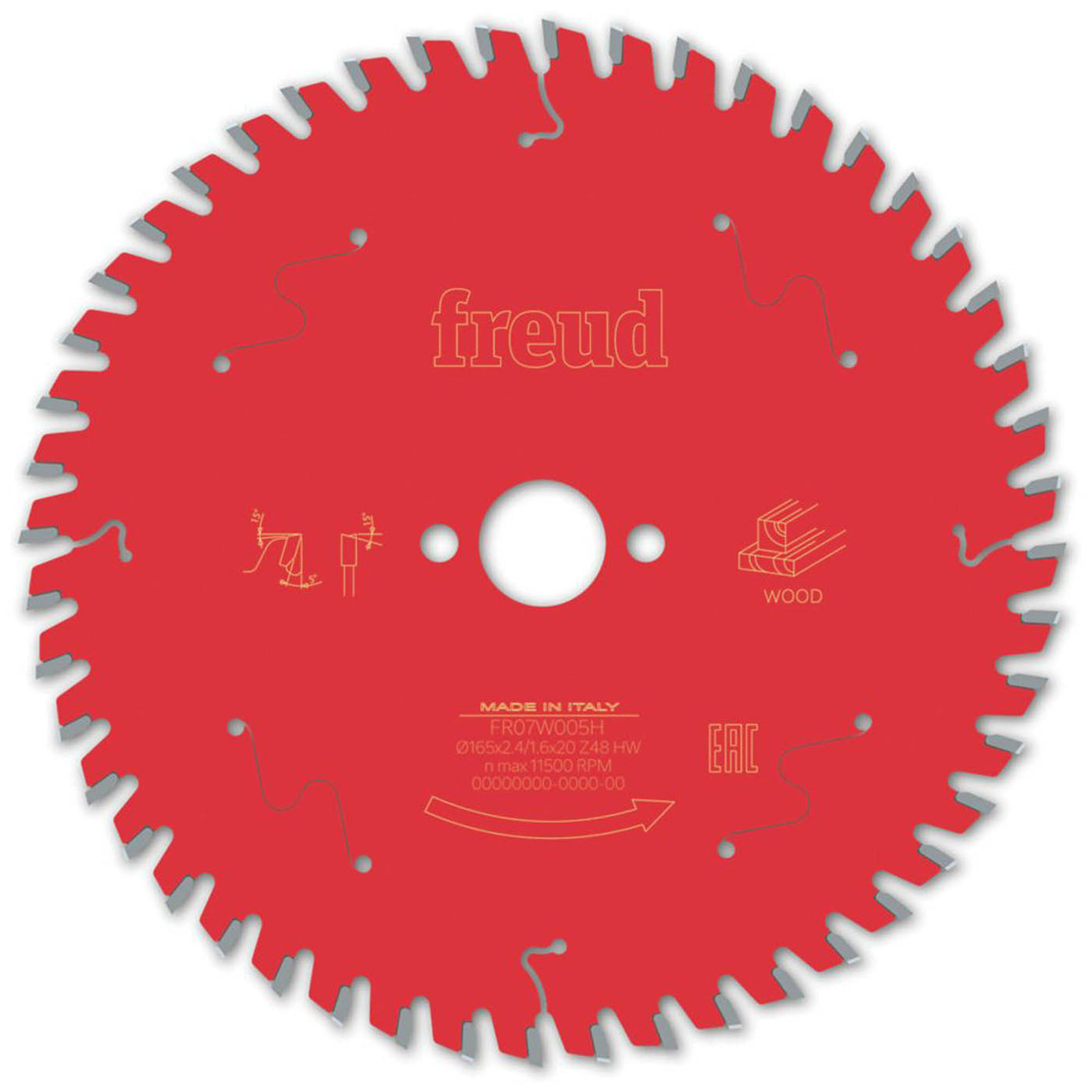 Freud Circular Saw Blade For Wood 48T Carbide Teeth Fine Cut 165mm x 20mm - Image 1