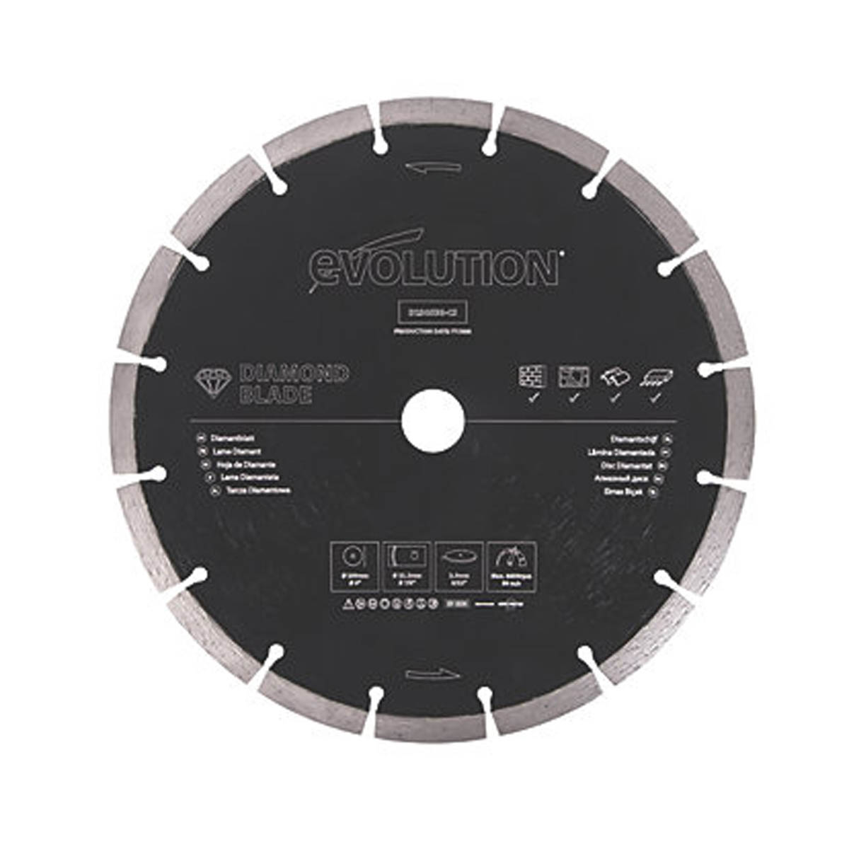 Evolution Diamond Blade 230x22.2mm D230SEG-CS Segmented Masonry Wet Dry Use - Image 1