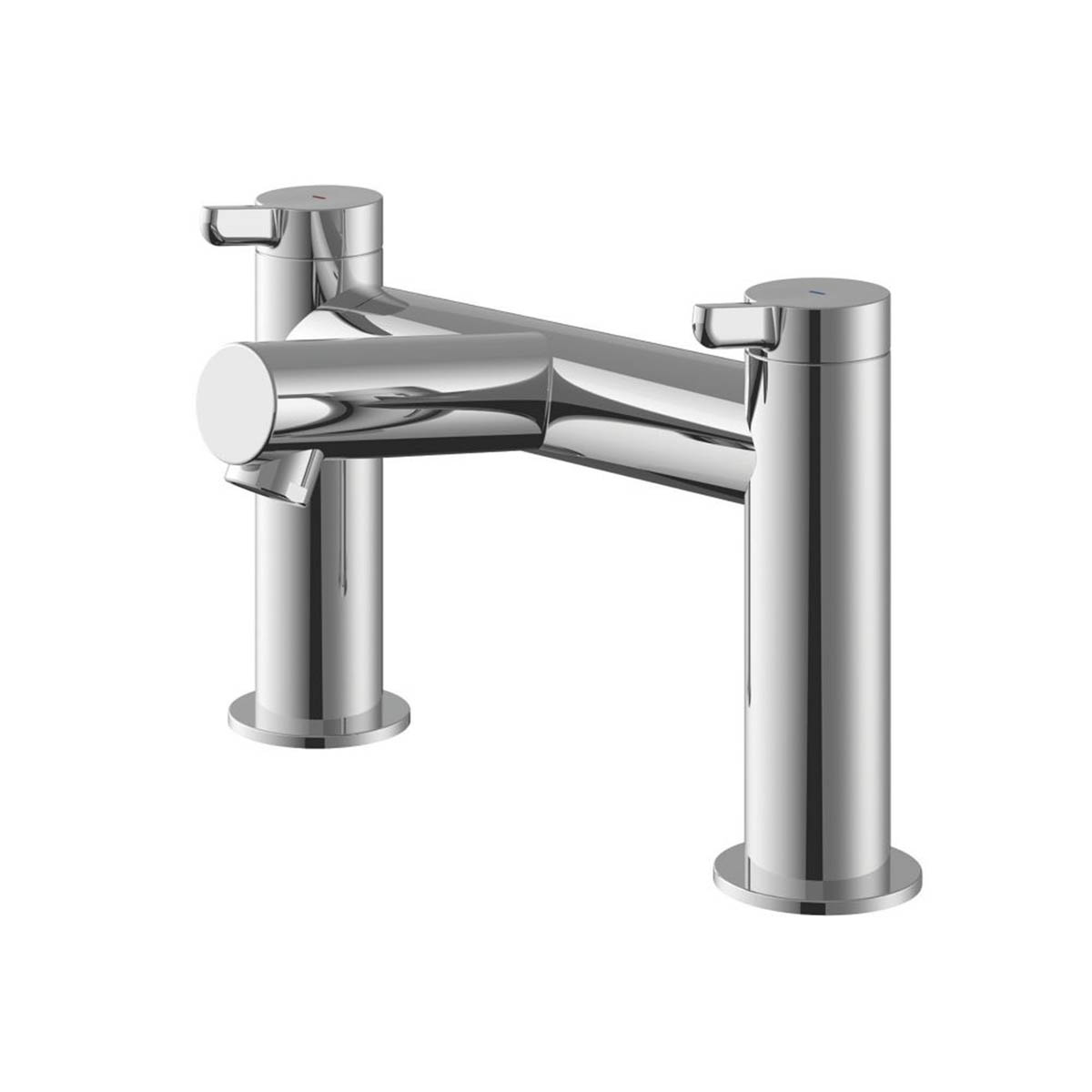 Swirl Bath Mixer Tap Chrome Brass Dual Lever Deck Mounted Round Modern 192mm - Image 1