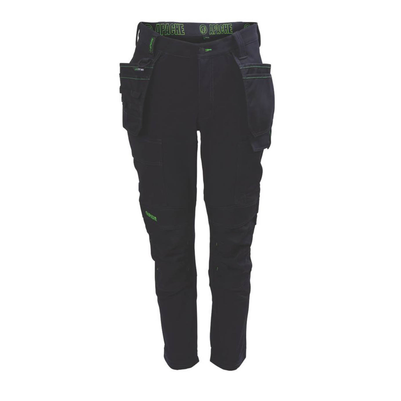 Apache Work Trouser Mens Slim Fit Black Stretch Multi Pockets Cargo 34W 33L - Image 2