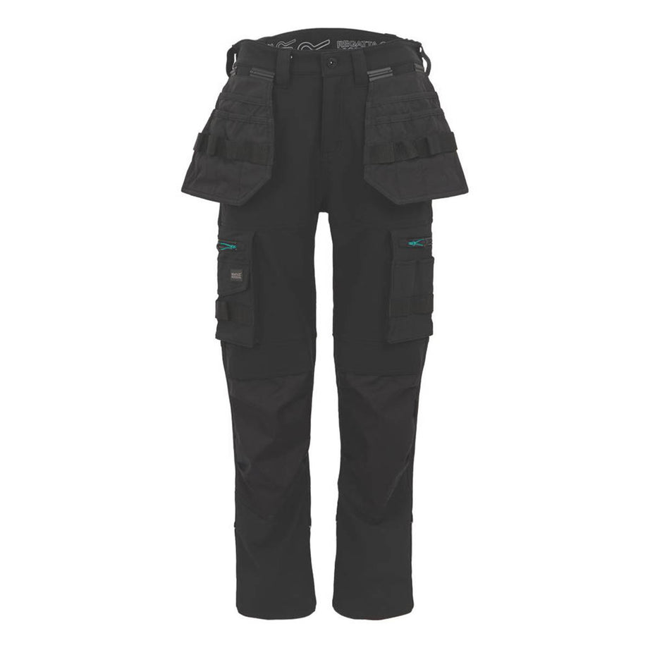 Regatta Work Trousers Womens Regular Fit Black Cargo Multi Pockets Size 10 31"L - Image 1