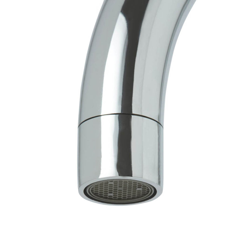 Kitchen Tap Mono Mixer Chrome Double Lever Swivel Spout Ceramic Disc Faucet - Image 2
