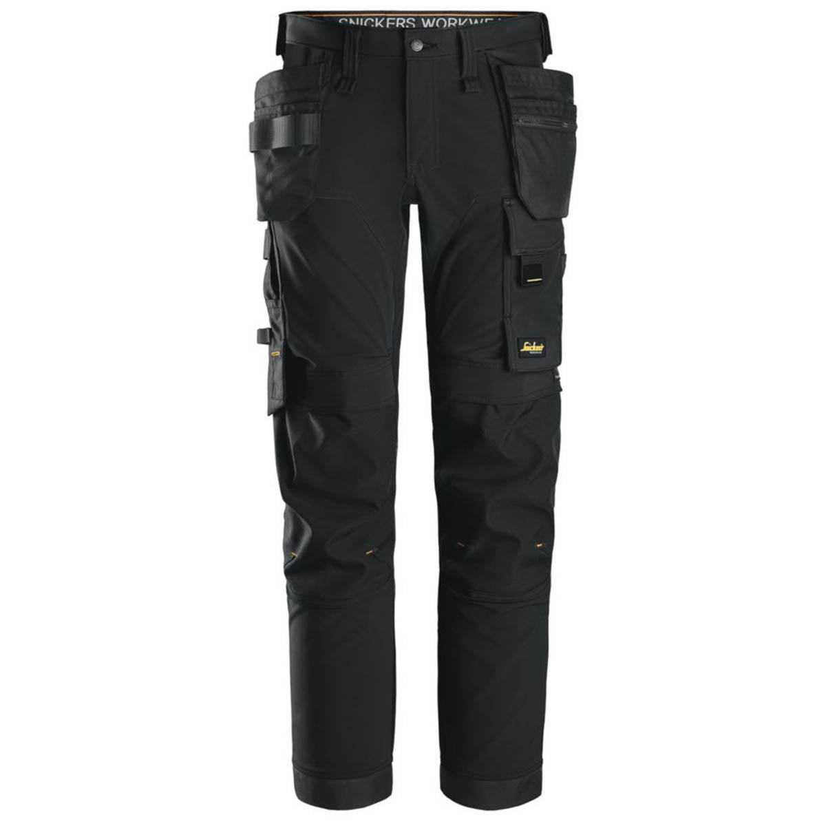 Mens Work Trousers Shell Stretch Slim Fit Black Multi Pockets Cargo 30" W 30" L - Image 1