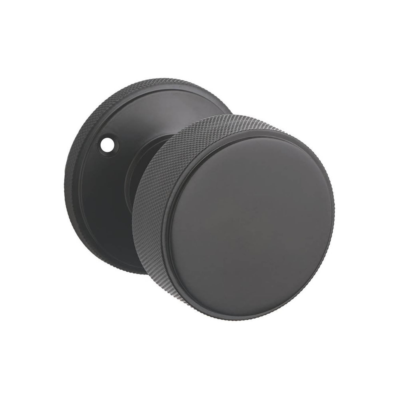 Designer Levers Kensington Knurled Door Knob 60mm Pair Matt Black - Image 1