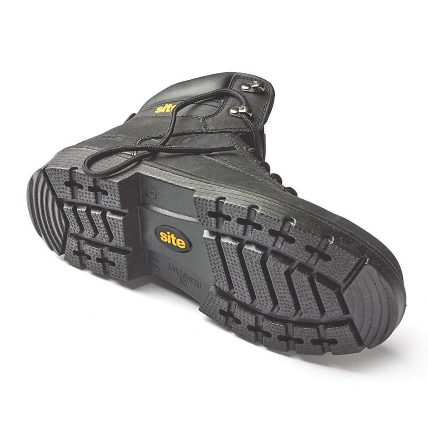 Site Safety Boots Mens Wide Fit Black Leather Water Resistant Steel Toe Size 9 - Image 1