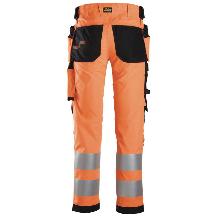 Snickers Hi-Vis Work Trousers Mens Slim Fit Orange 6243 Multi Pockets 44W 32L - Image 5