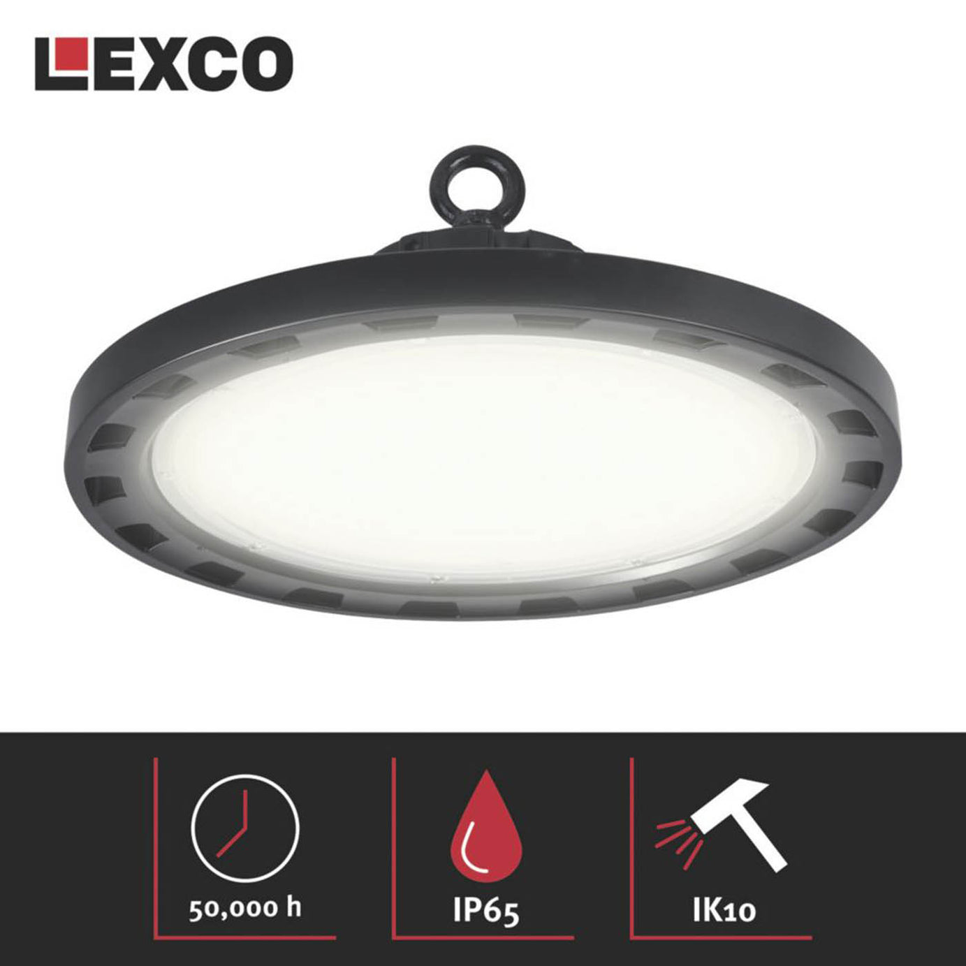 Lexco High Bay Light LED Cool White Dimmable Black Industrial Warehouse Lamp - Image 3