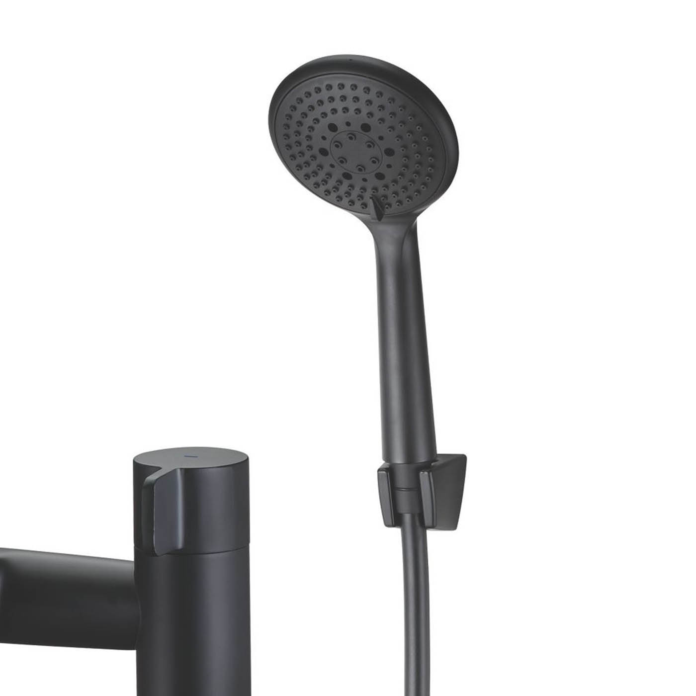 Swirl Bath Filler Tap Mixer Shower Black Dual Lever Round Head Bathroom Modern - Image 4