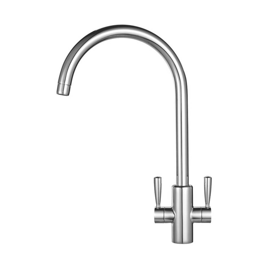 Kitchen Mixer Tap Mono Mixer Double Lever Chrome Swivel Spout Modern Faucet - Image 1