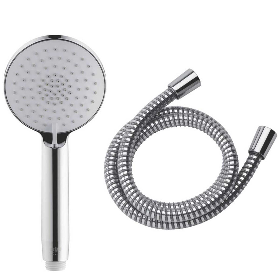 Shower Handset And Hose Round Plastic Chrome 3-Spray Patterns Contemporary - Image 1