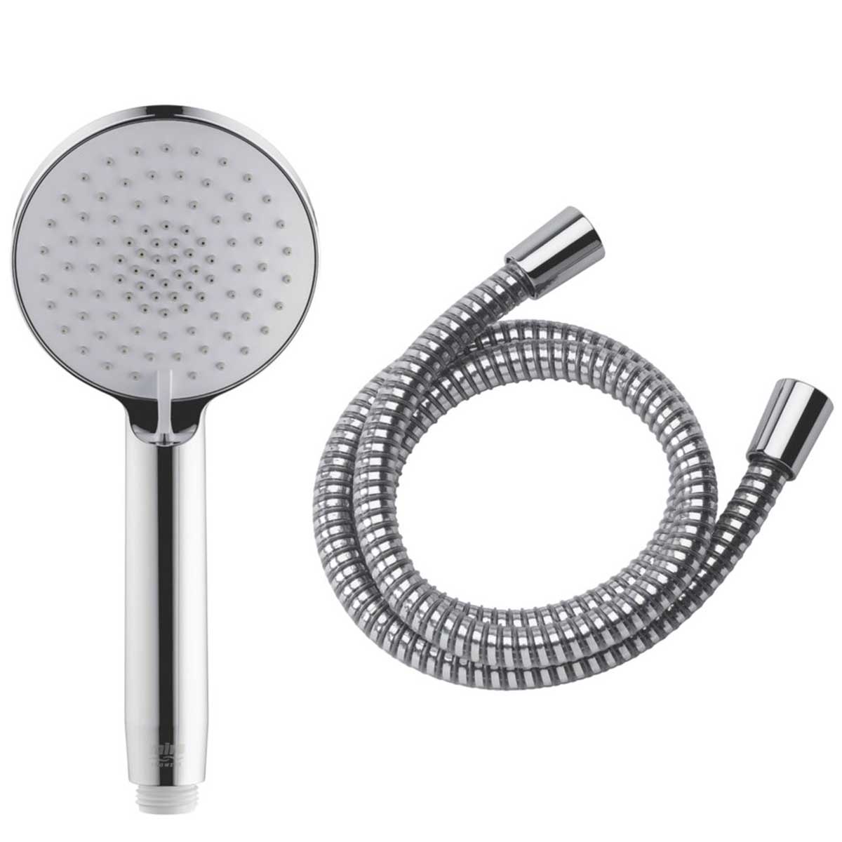 Shower Handset And Hose Round Plastic Chrome 3-Spray Patterns Contemporary - Image 1