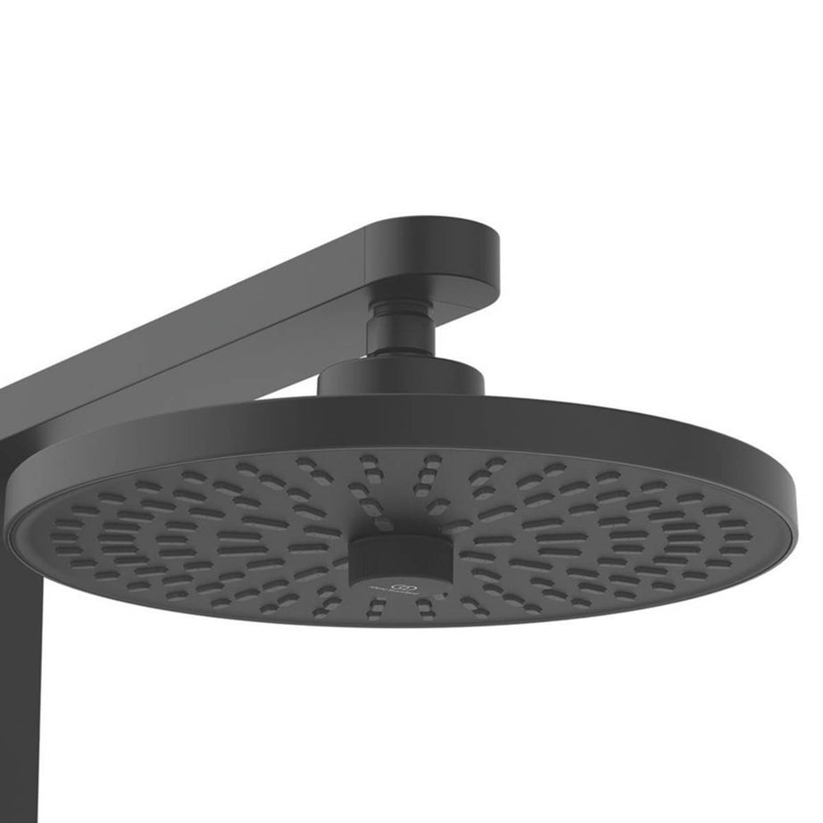 Thermostatic Mixer Shower Exposed Silk Black 2 Spray Pattern Round Twin Head - Image 5