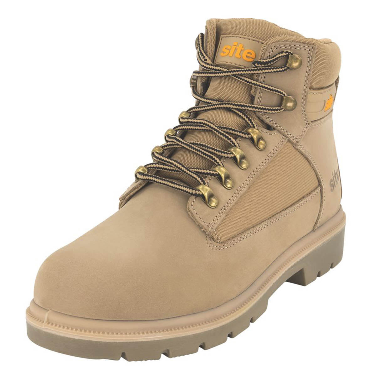 Site Safety Boots Mens Standard Fit Stone Leather Work Shoes Steel Toe Size 9 - Image 1