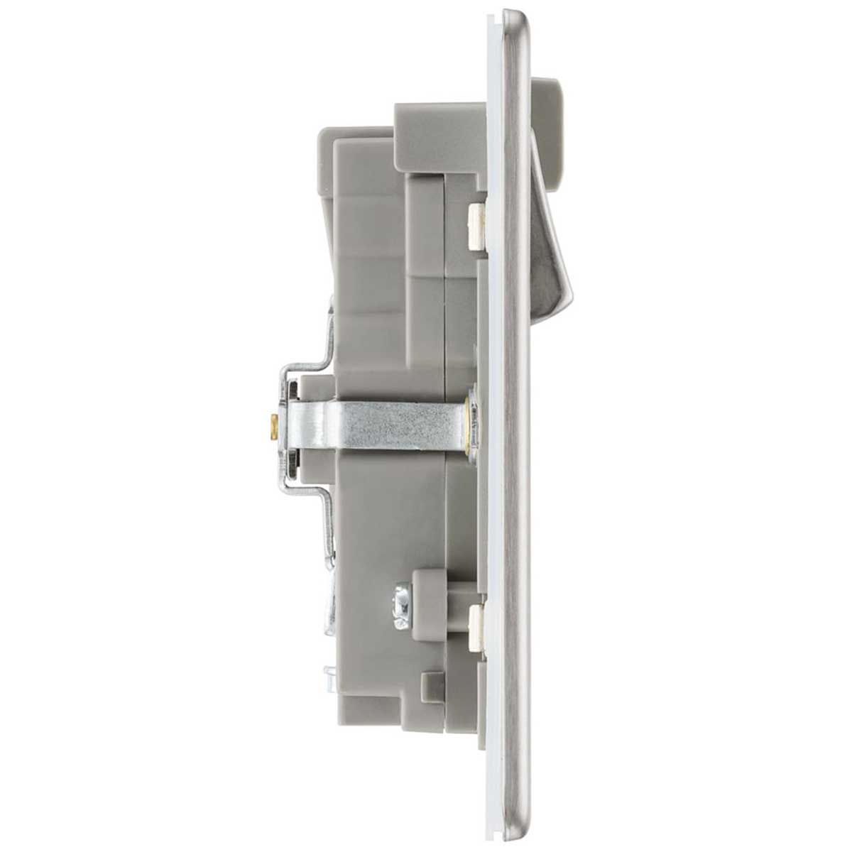 Switched Wall Socket Wi-Fi Type A USB Charger 13A 2-Gang Brushed Stainless Steel - Image 3