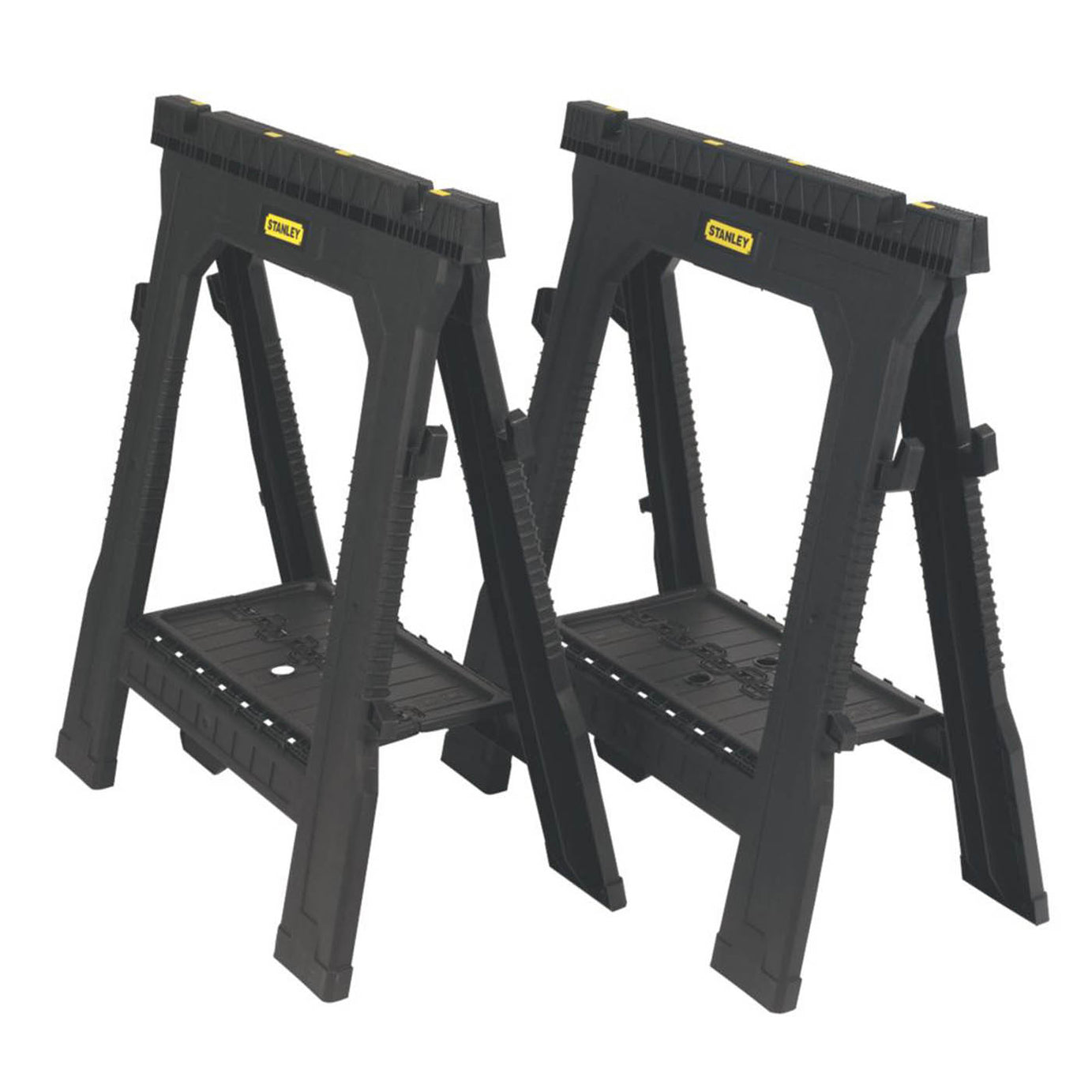 Stanley Folding Saw Horses Black Heavy Duty Lightweight Portable 69cm 2 Pack - Image 1