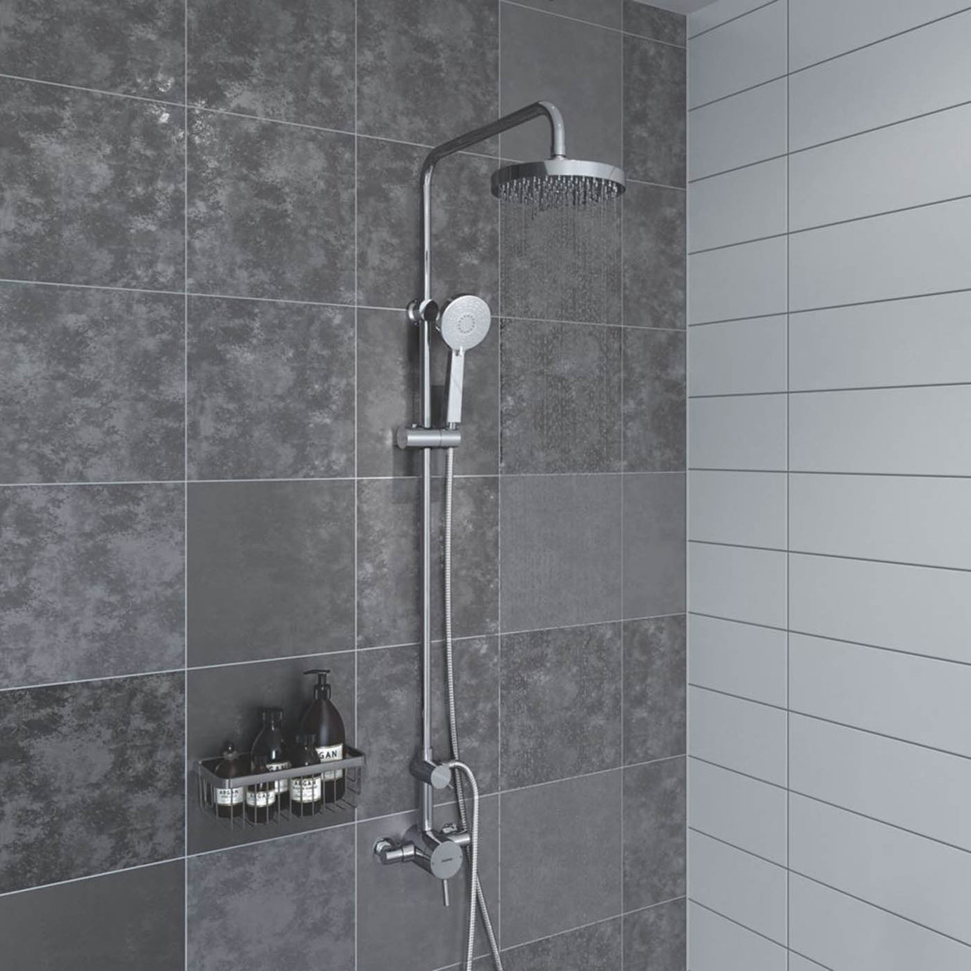 Bristan Mixer Shower Thermostatic Prism Rear-Fed Exposed Chrome Twin Round Head - Image 2