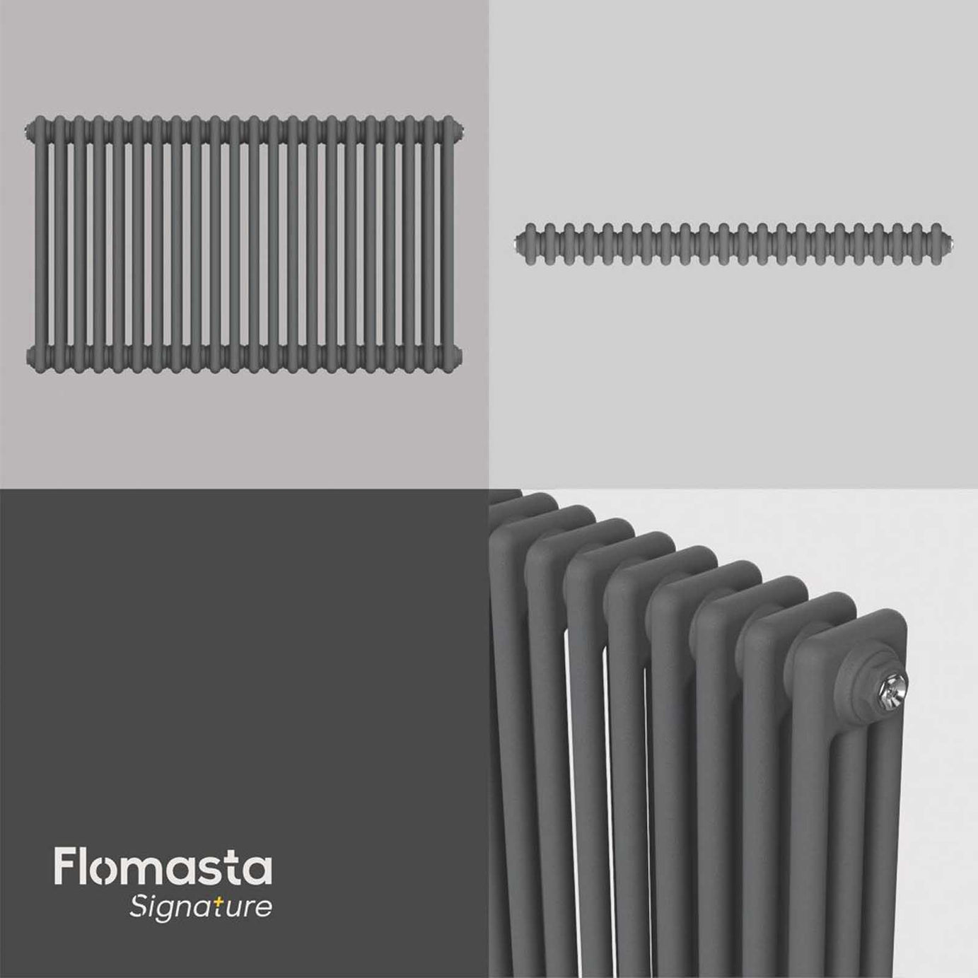Flomasta 3 Column Radiator Anthracite Steel Horizontal 4366BTU H60xW101cm - Image 6