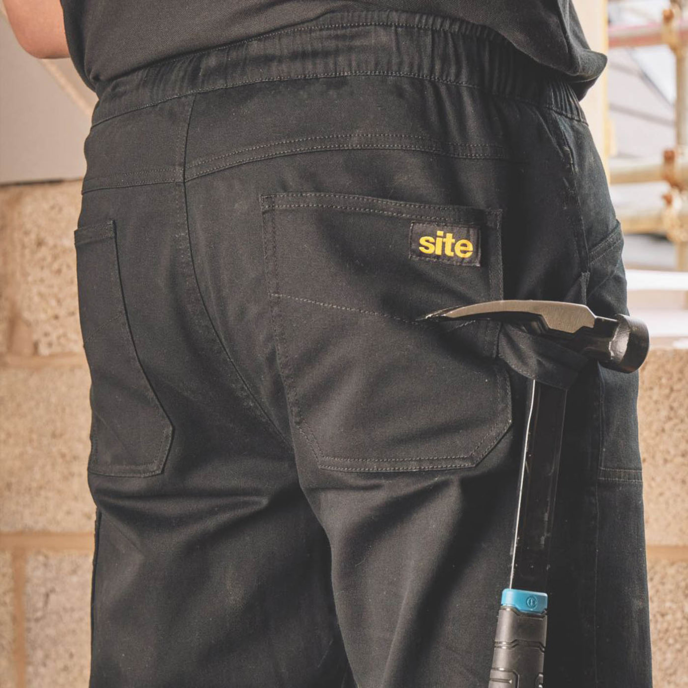 Site Mens Work Trousers Black 6 Pockets Stretch Breathable 30" W 32" L - Image 5