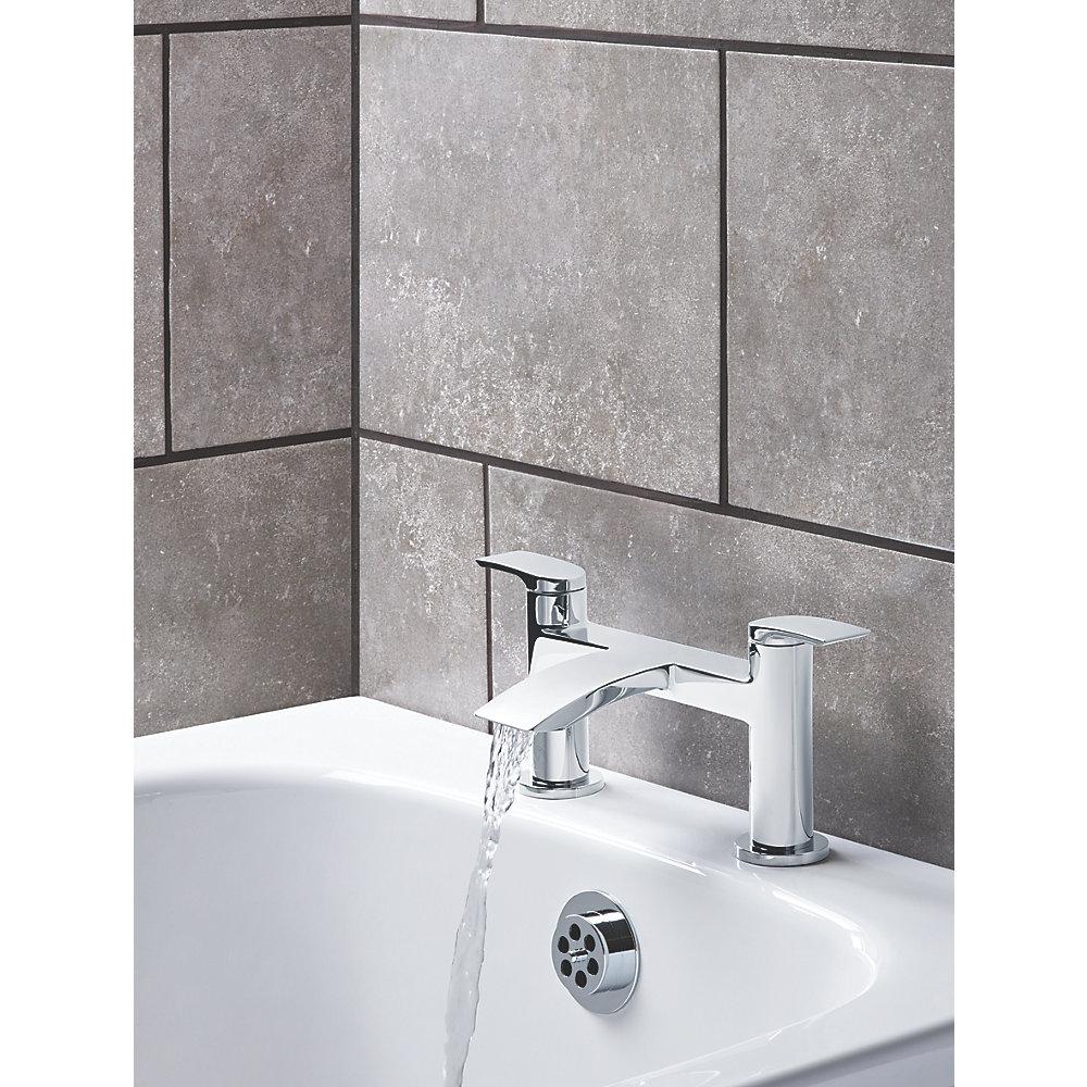 Bath Filler Tap Mixer Chrome Double Lever Brass Bathroom Contemporary Faucet - Image 3