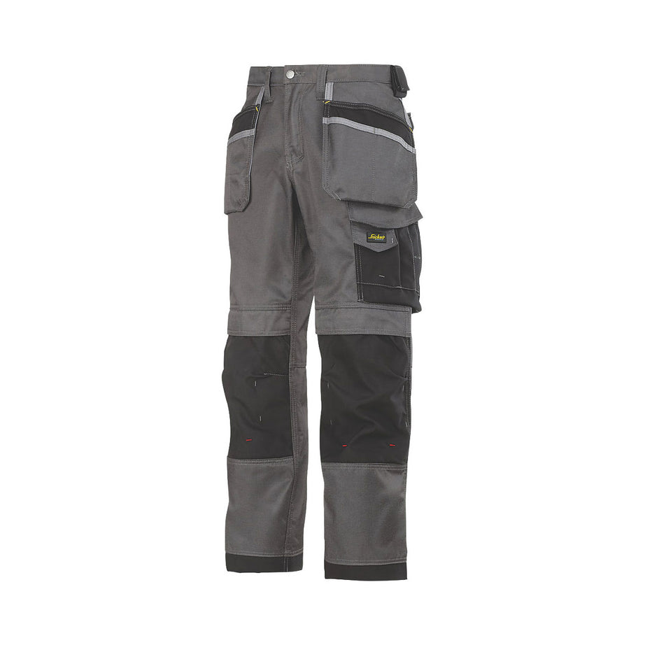 Snickers Work Trousers Mens Relaxed Fit Grey Black Multi Pockets 33"W 32"L - Image 1