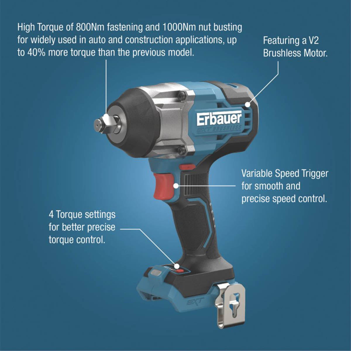Erbauer Impact Driver Wrench ERI1097IPD Cordless 18V Li-Ion EXT Body Only - Image 3