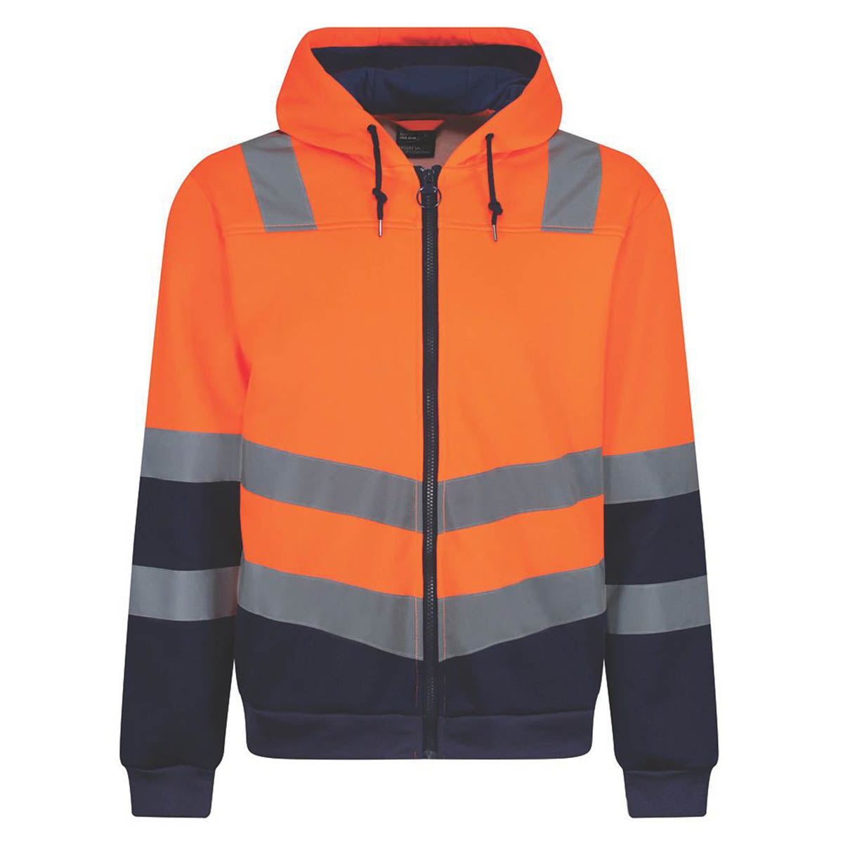 Regatta Hi-Vis Hoodie Mens Orange Navy Zip Reflective Safety Small 40" Chest - Image 1
