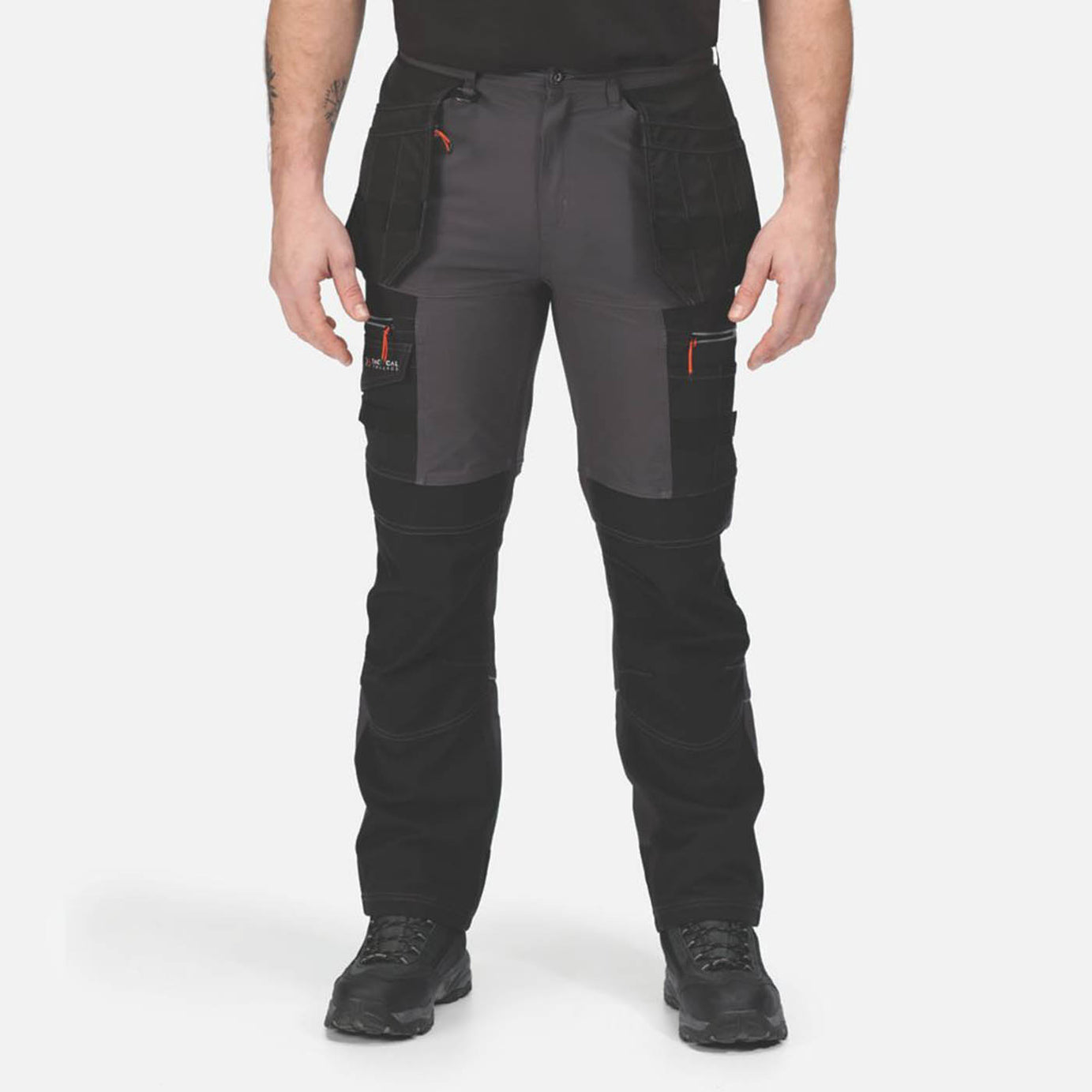 Regatta Work Trousers Mens Classic Fit Grey Black Stretch Multi Pockets 44W 29L - Image 3