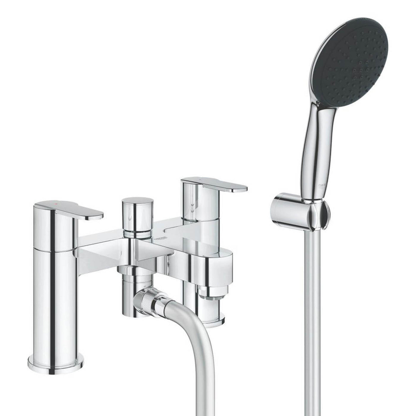 Grohe Bath Filler Tap Mixer Shower Chrome Double Lever Bathroom Round Head - Image 1